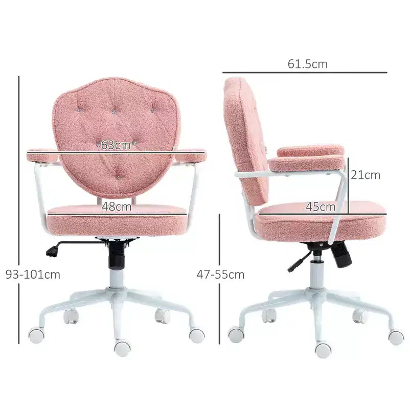 Chaise de bureau pivotante rembourrée avec hauteur réglable pour le bureau, le cabinet de travail, la salle de lecture