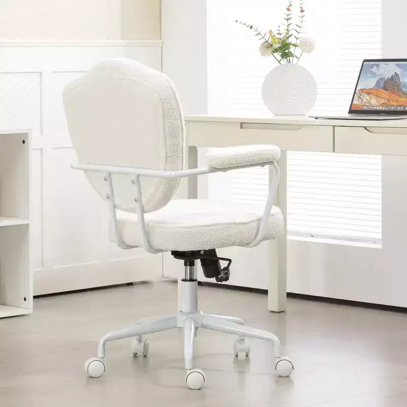 Chaise de bureau pivotante rembourrée avec hauteur réglable pour le bureau, le cabinet de travail, la salle de lecture