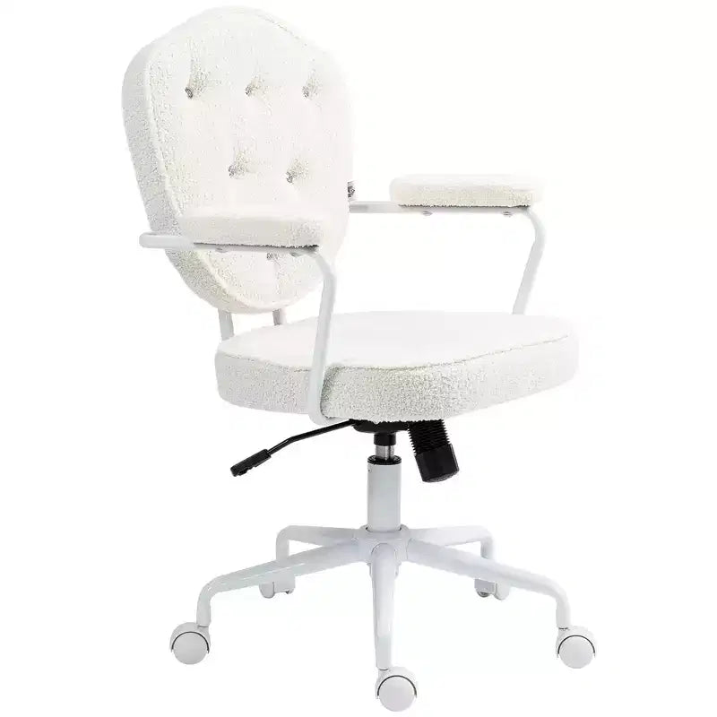 Chaise de bureau pivotante rembourrée avec hauteur réglable pour le bureau, le cabinet de travail, la salle de lecture