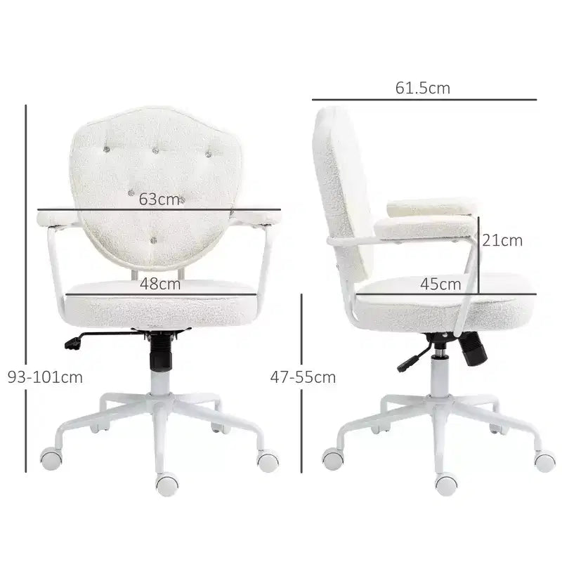 Chaise de bureau pivotante rembourrée avec hauteur réglable pour le bureau, le cabinet de travail, la salle de lecture