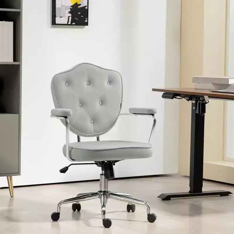 Chaise de bureau pivotante rembourrée avec hauteur réglable pour le bureau, le cabinet de travail, la salle de lecture