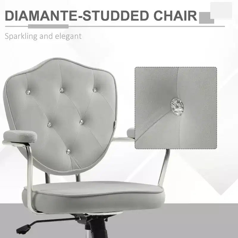 Chaise de bureau pivotante rembourrée avec hauteur réglable pour le bureau, le cabinet de travail, la salle de lecture
