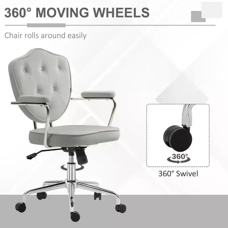 Chaise de bureau pivotante rembourrée avec hauteur réglable pour le bureau, le cabinet de travail, la salle de lecture