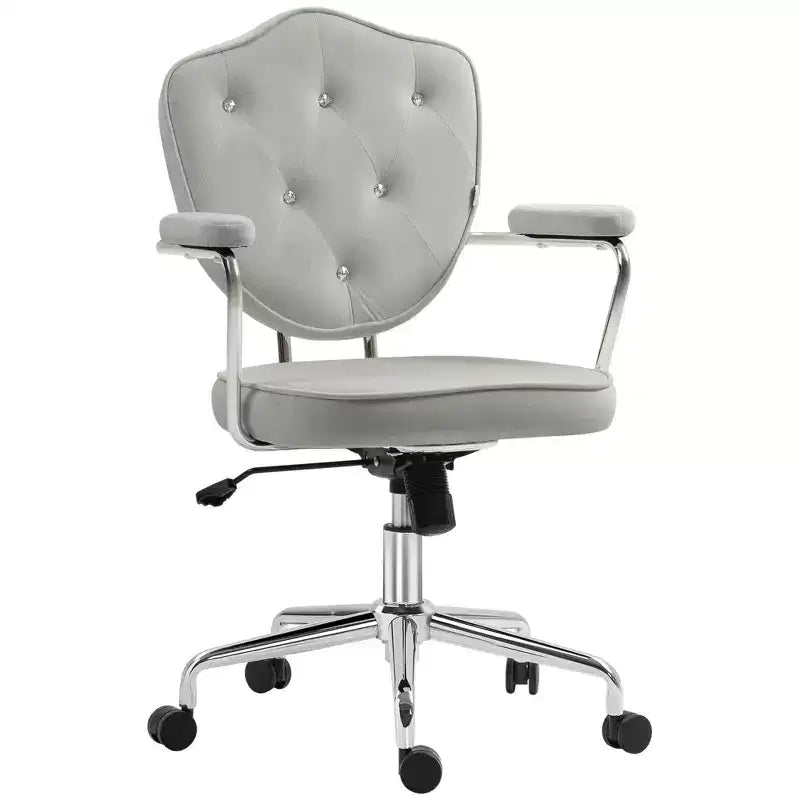 Chaise de bureau pivotante rembourrée avec hauteur réglable pour le bureau, le cabinet de travail, la salle de lecture