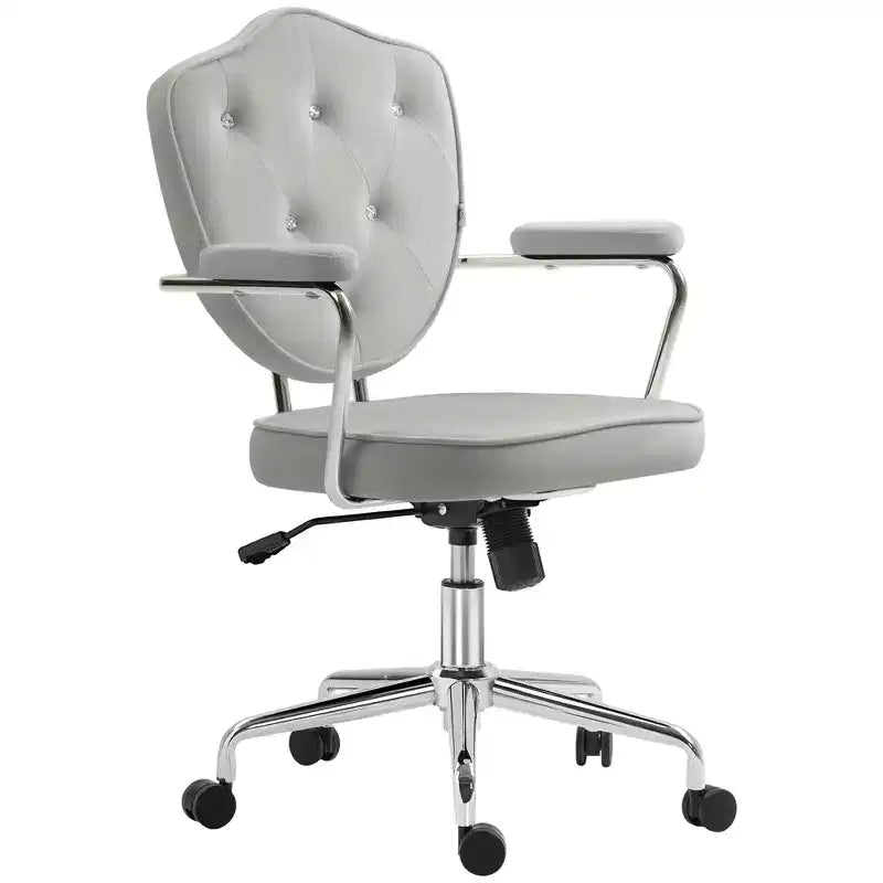 Chaise de bureau pivotante rembourrée avec hauteur réglable pour le bureau, le cabinet de travail, la salle de lecture