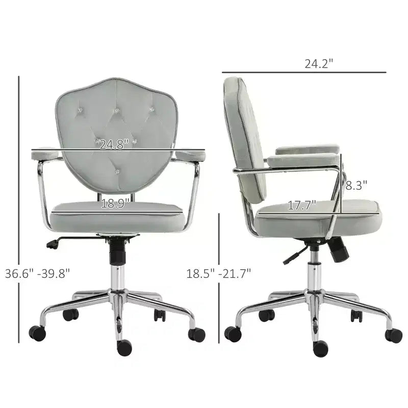 Chaise de bureau pivotante rembourrée avec hauteur réglable pour le bureau, le cabinet de travail, la salle de lecture