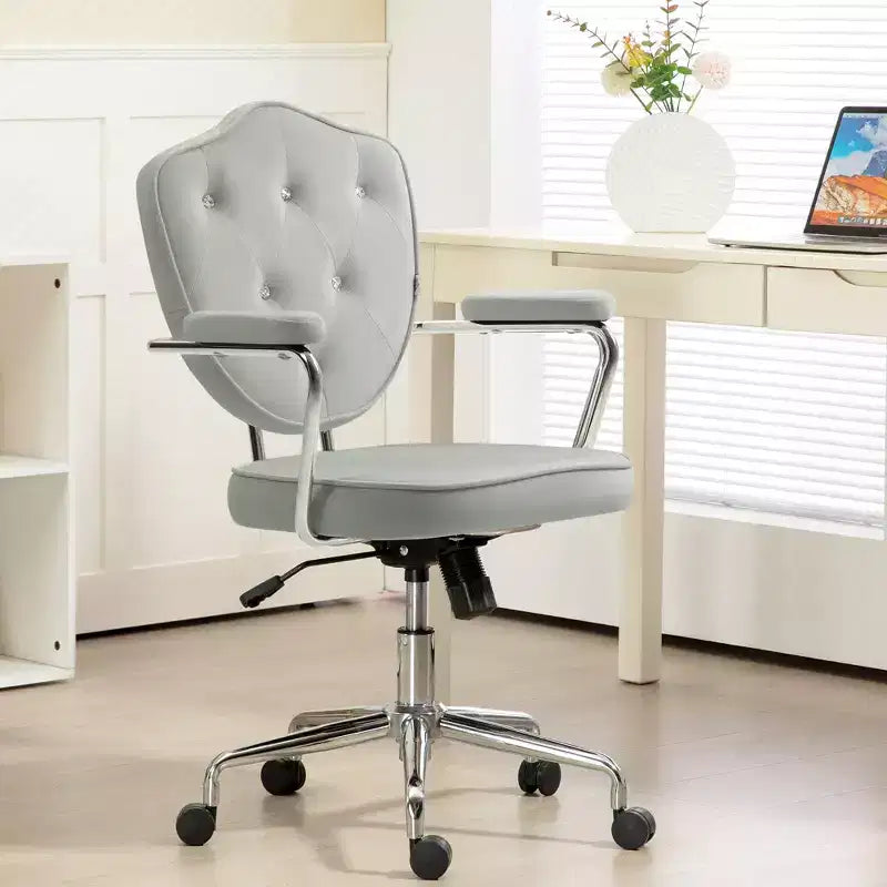 Chaise de bureau pivotante rembourrée avec hauteur réglable pour le bureau, le cabinet de travail, la salle de lecture