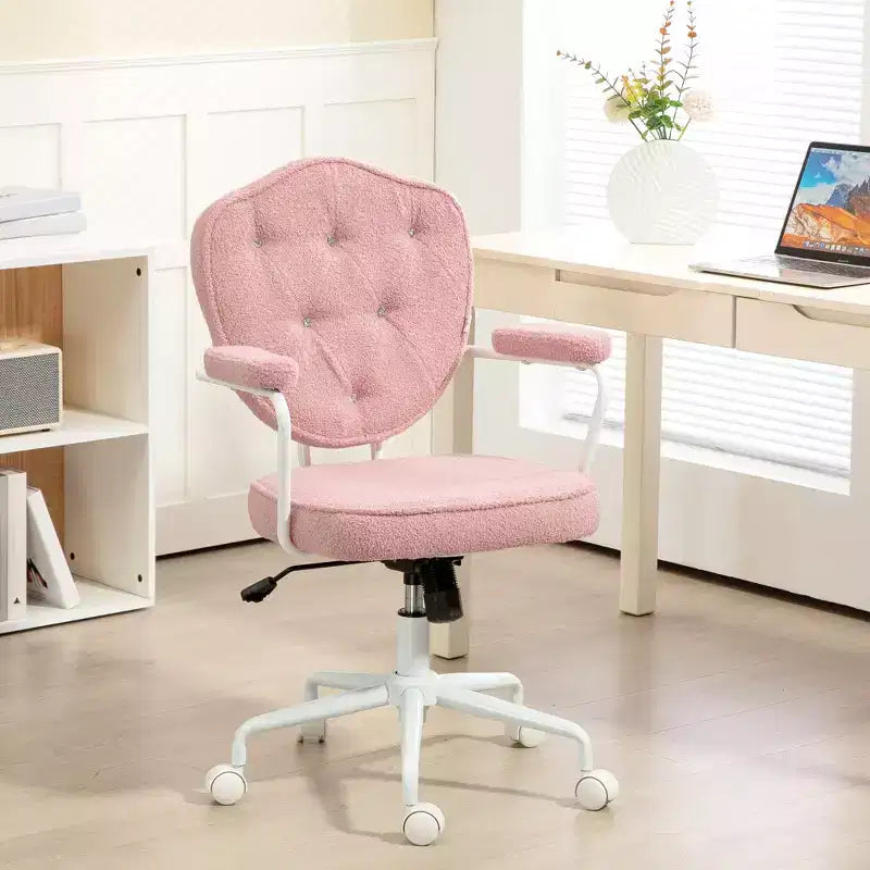 Chaise de bureau pivotante rembourrée avec hauteur réglable pour le bureau, le cabinet de travail, la salle de lecture