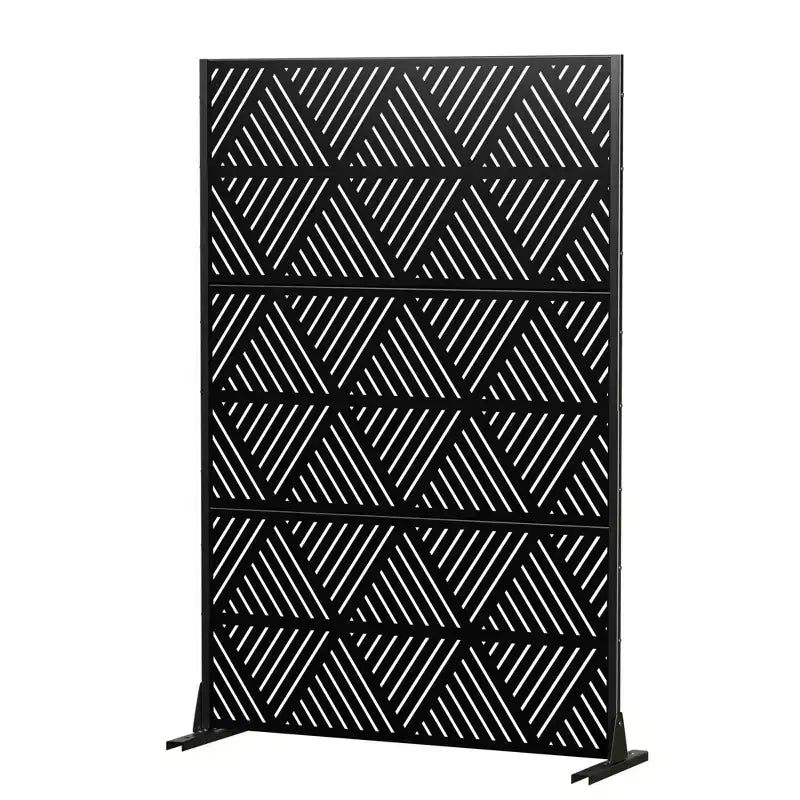 Brise-vue triangulaire prismatique en acier galvanisé noir, intérieur et extérieur