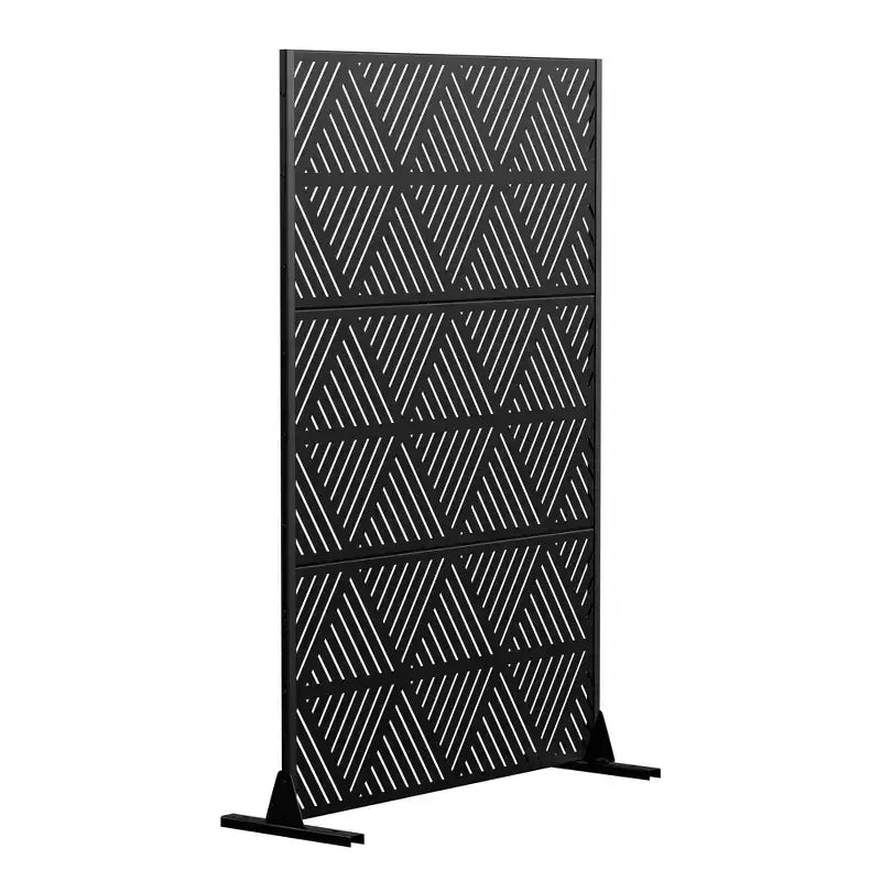 Brise-vue triangulaire prismatique en acier galvanisé noir, intérieur et extérieur