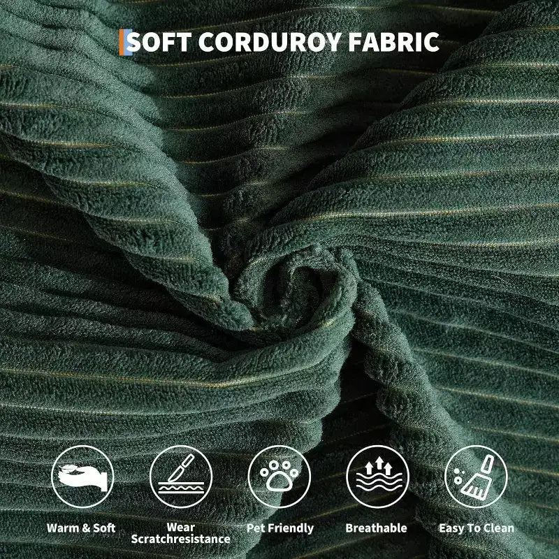 Canapé-lit convertible 200 cm avec oreillers, canapé de sol 5-en-1 en velours côtelé, causeuse matelas pliant avec cadre à forme fixe, aucun assemblage requis