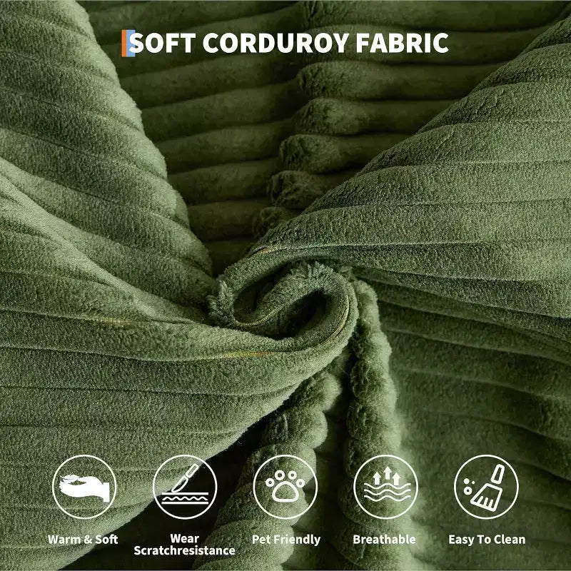 Canapé-lit convertible 200 cm avec oreillers, canapé de sol 5-en-1 en velours côtelé, causeuse matelas pliant avec cadre à forme fixe, aucun assemblage requis