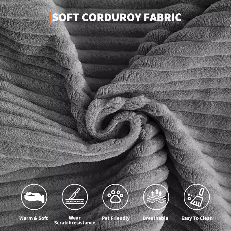 Canapé-lit convertible 200 cm avec oreillers, canapé de sol 5-en-1 en velours côtelé, causeuse matelas pliant avec cadre à forme fixe, aucun assemblage requis
