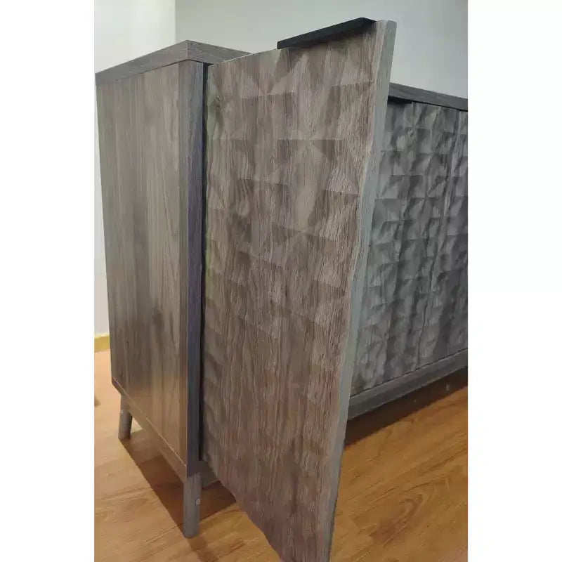 Buffet bahut moderne avec 4 portes au design géométrique, armoire de rangement pour salon, bureau, cuisine