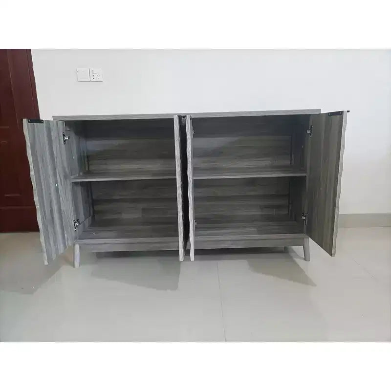 Buffet bahut moderne avec 4 portes au design géométrique, armoire de rangement pour salon, bureau, cuisine
