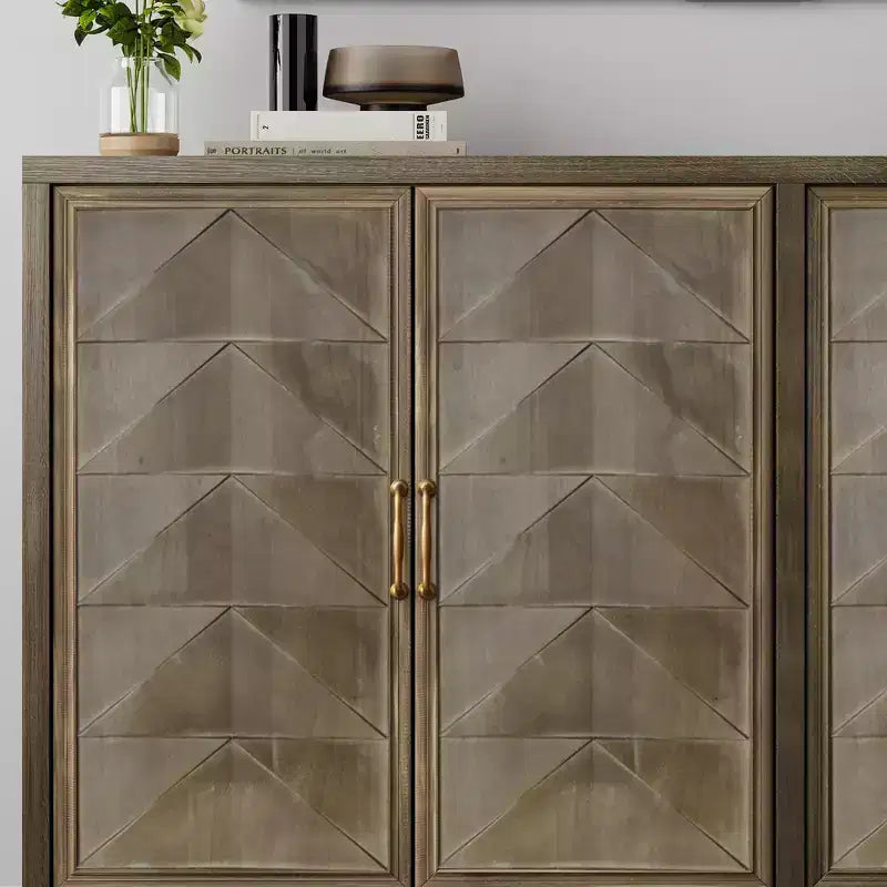 Buffet bahut moderne avec 4 portes au design géométrique, armoire de rangement pour salon, bureau, cuisine
