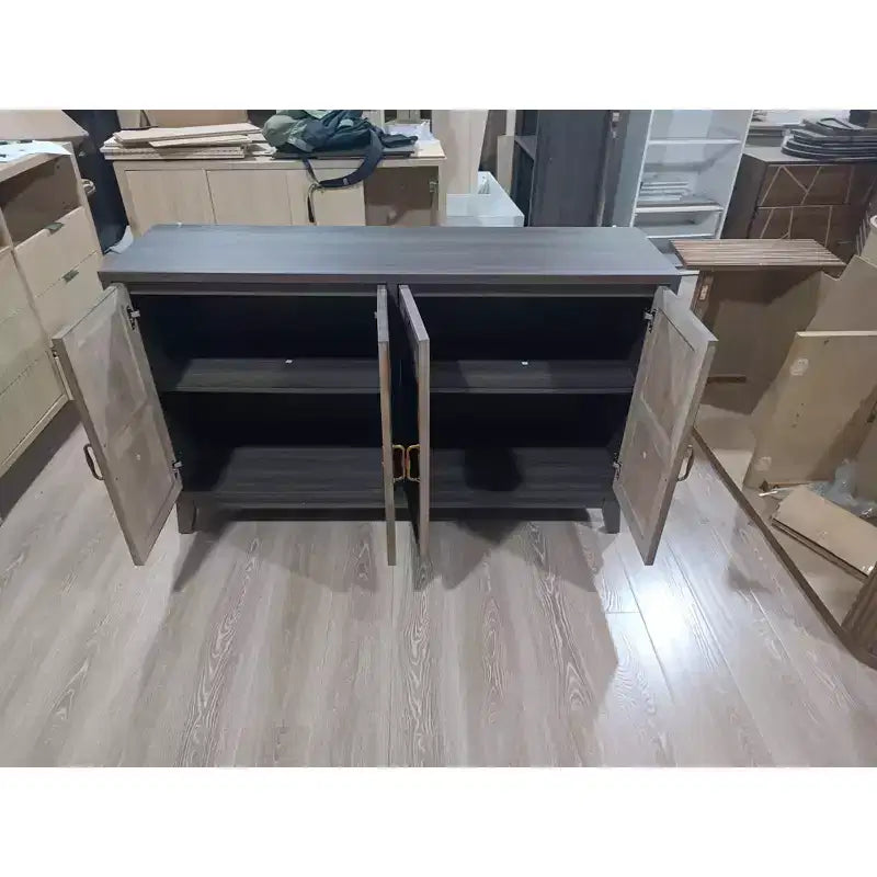 Buffet bahut moderne avec 4 portes au design géométrique, armoire de rangement pour salon, bureau, cuisine