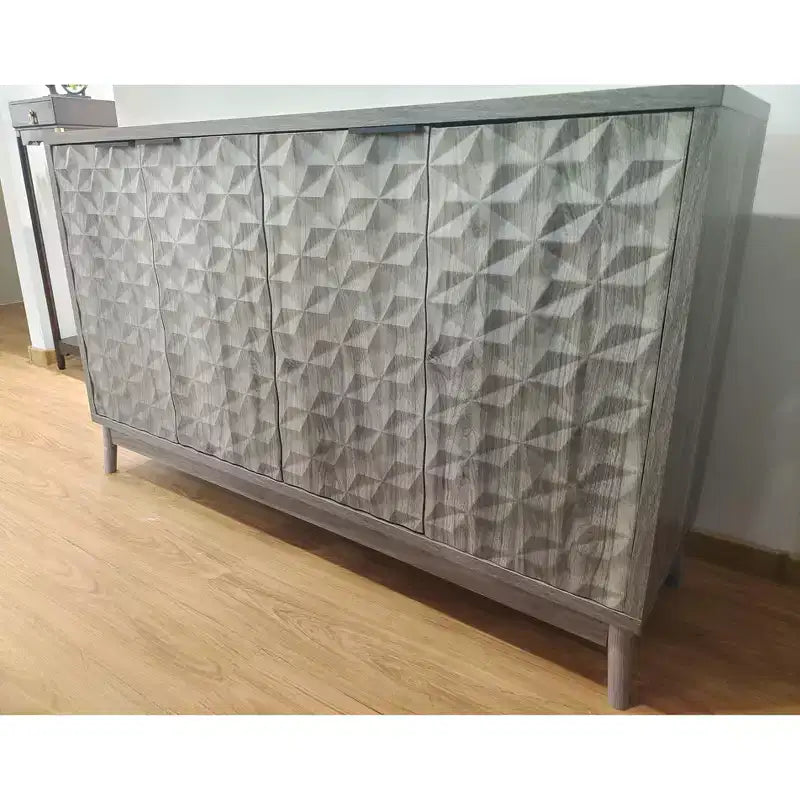 Buffet bahut moderne avec 4 portes au design géométrique, armoire de rangement pour salon, bureau, cuisine