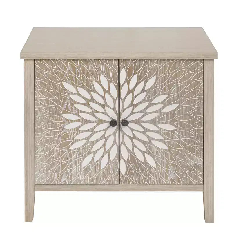Meuble d'appoint moderne avec quatre portes à motifs sculptés, Armoire de rangement pour la cuisine, la salle à manger, l'entrée