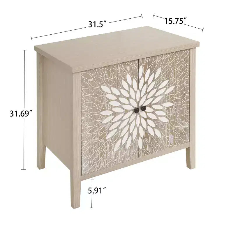Meuble d'appoint moderne avec quatre portes à motifs sculptés, Armoire de rangement pour la cuisine, la salle à manger, l'entrée