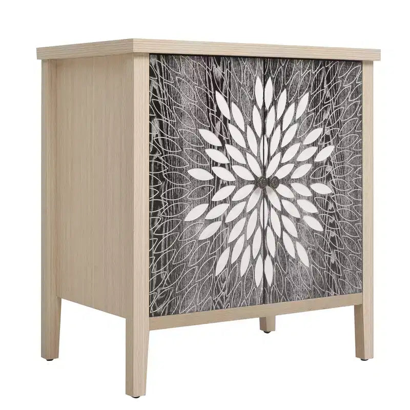 Meuble d'appoint moderne avec quatre portes à motifs sculptés, Armoire de rangement pour la cuisine, la salle à manger, l'entrée