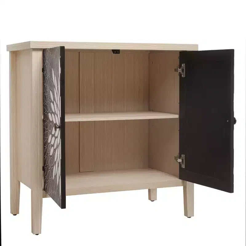 Meuble d'appoint moderne avec quatre portes à motifs sculptés, Armoire de rangement pour la cuisine, la salle à manger, l'entrée