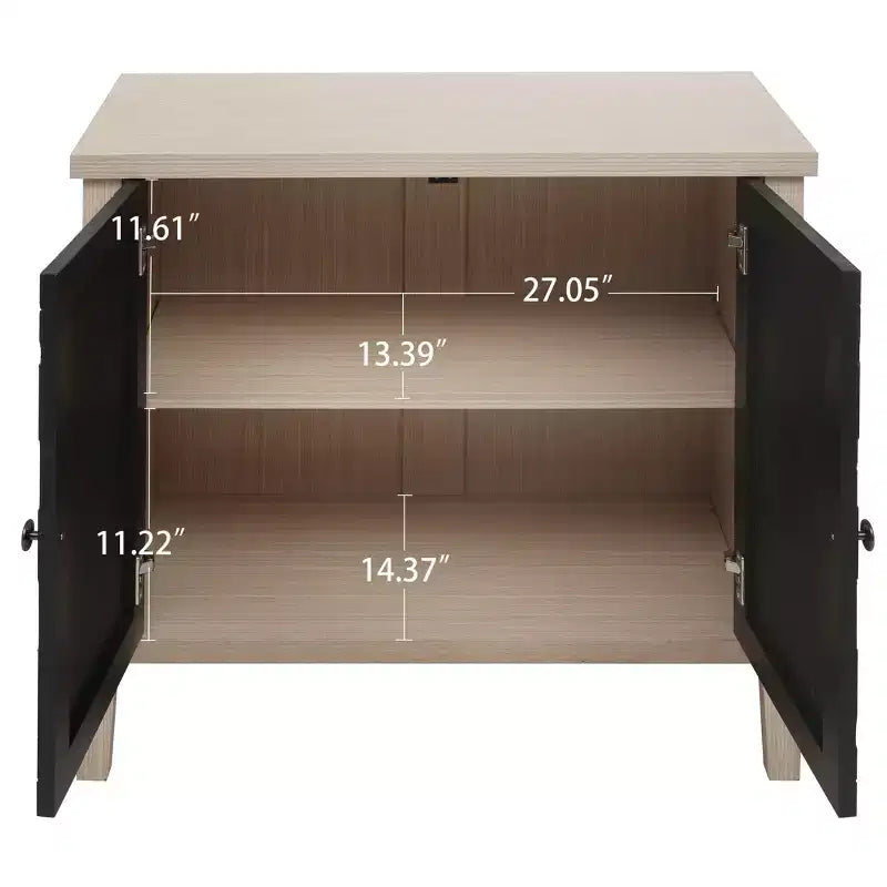 Meuble d'appoint moderne avec quatre portes à motifs sculptés, Armoire de rangement pour la cuisine, la salle à manger, l'entrée
