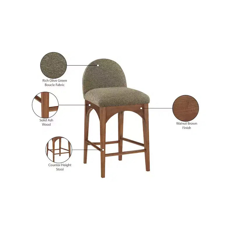 Tabouret de comptoir en tissu bouclé Olive