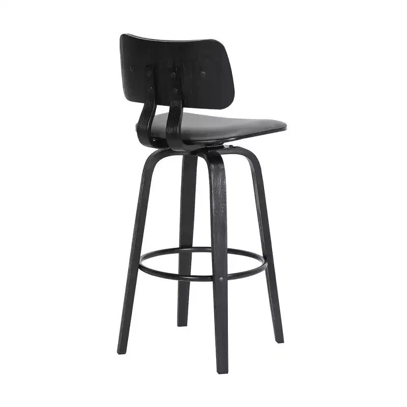 Tabouret de bar pivotant moderne en similicuir et bois