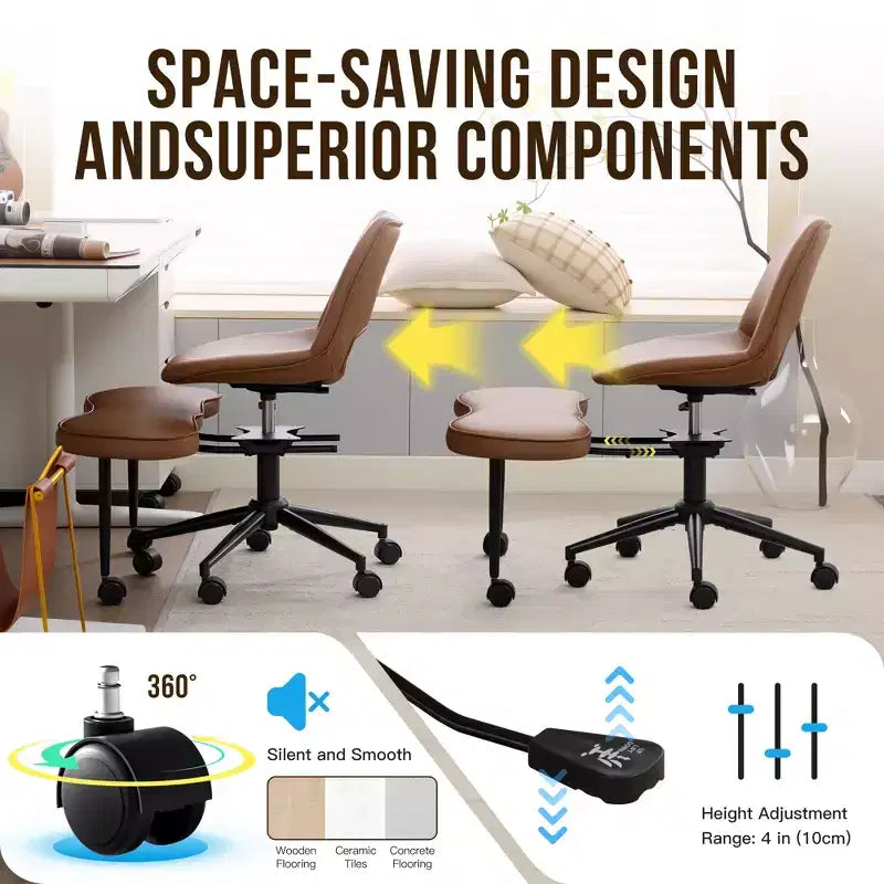 Chaise longue ergonomique à pieds croisés, soutien lombaire élevé, hauteur réglable, pivotant à 360°, siège croisé, roulettes, pour la méditation, le yoga, le TDAH