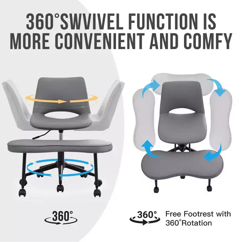 Chaise longue ergonomique à pieds croisés, soutien lombaire élevé, hauteur réglable, pivotant à 360°, siège croisé, roulettes, pour la méditation, le yoga, le TDAH