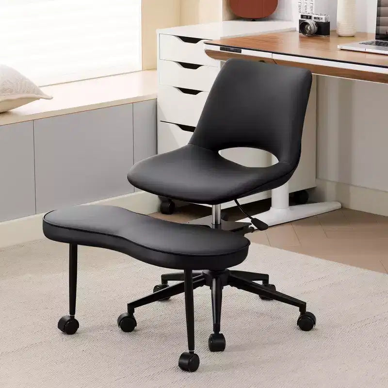 Chaise longue ergonomique à pieds croisés, soutien lombaire élevé, hauteur réglable, pivotant à 360°, siège croisé, roulettes, pour la méditation, le yoga, le TDAH