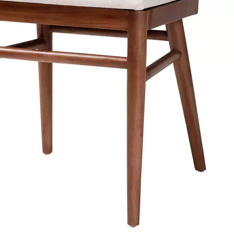 Chaise de salle à manger Bohème en bois d'acacia et herbe de mer, Blanc/Noyer marron