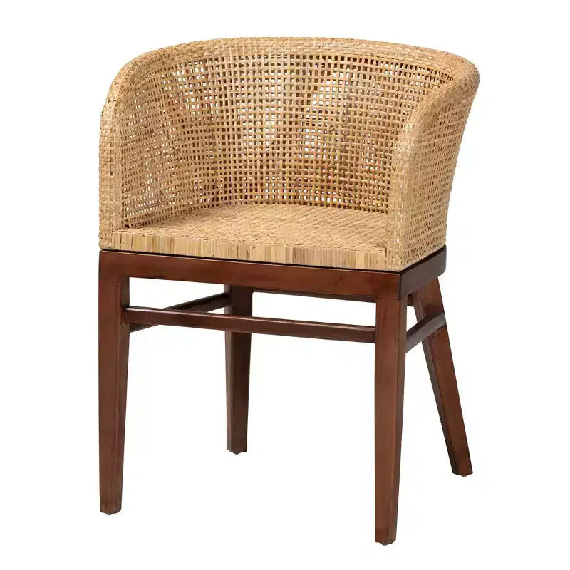 Chaise de salle à manger Bohème en bois d'acacia et rotin tressé