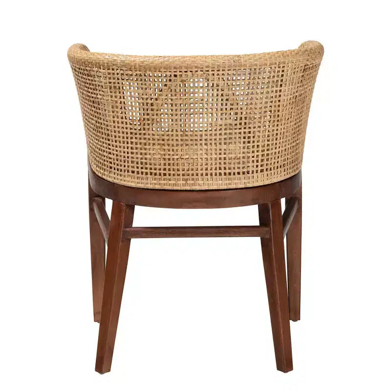 Chaise de salle à manger Bohème en bois d'acacia et rotin tressé