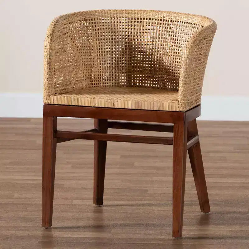 Chaise de salle à manger Bohème en bois d'acacia et rotin tressé