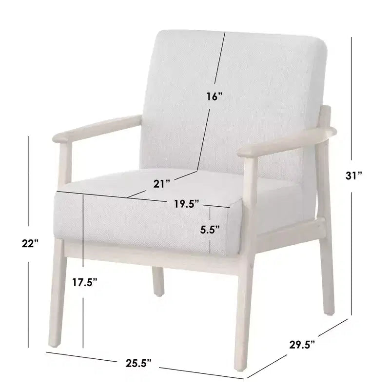 Fauteuil d'appoint en bois massif rembourré Naturel/Beige