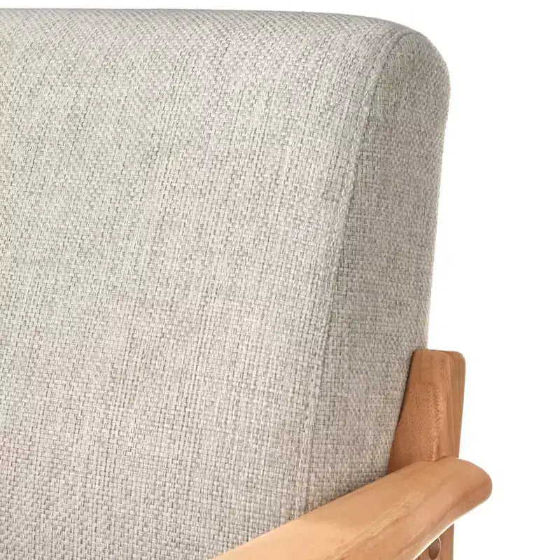 Fauteuil d'appoint en bois massif rembourré Naturel/Beige