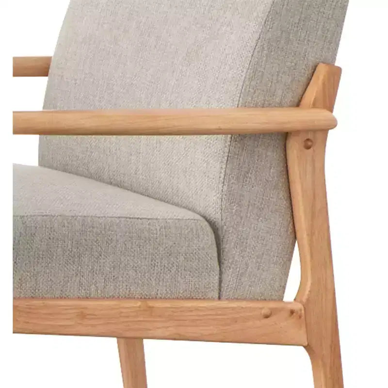 Fauteuil d'appoint en bois massif rembourré Naturel/Beige