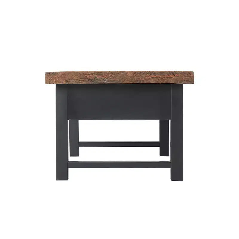 Table basse Pomona 42" : Rangement rustique à plateau relevable, Bois de pin vieilli, Style industriel, Cadre noir