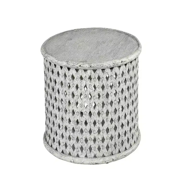 Table d'appoint ronde, manguier albâtre, plateau amovible avec piètement à croisillons