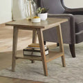 Table d'appoint carrée, Bois de manguier naturel, Style moderne du milieu du siècle avec étagère de rangement