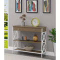 Table console 1 tiroir avec étagères Bois flotté/Blanc : Cadre en métal, plateau en MDF, rangement d'entrée