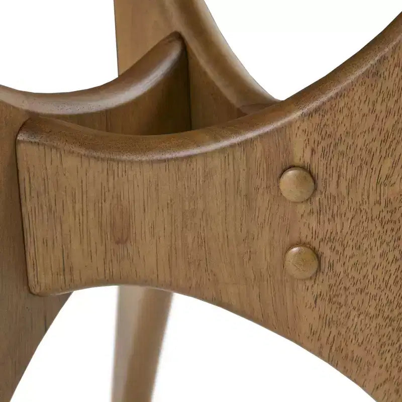 Table Basse en Bois Triangulaire, Marron Clair, Style Mid-Century avec Piétement Croisé
