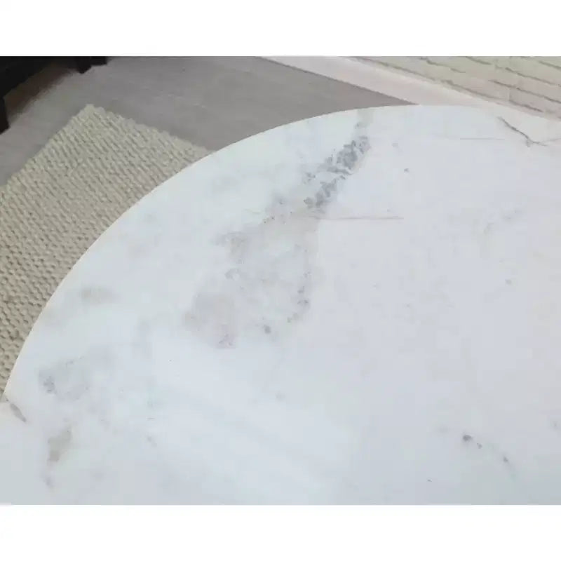 Table à manger ronde de 76 cm avec plateau en marbre, blanc/noir, 2 places