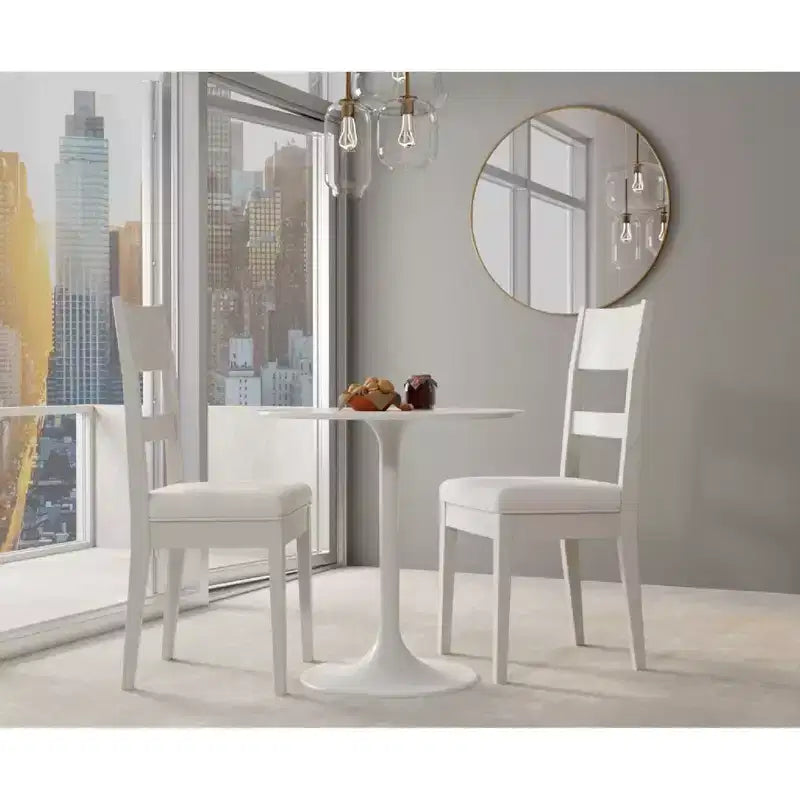 Table à manger ronde de 76 cm avec plateau en marbre, blanc/noir, 2 places