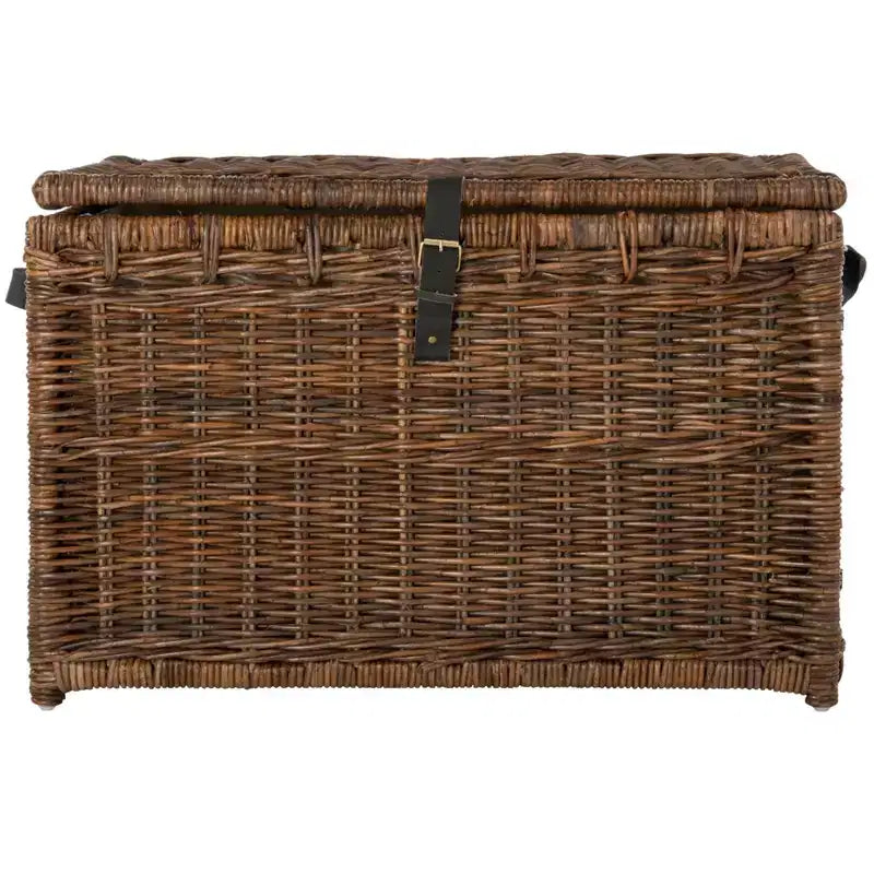 Malle de rangement en osier de 35" avec couvercle