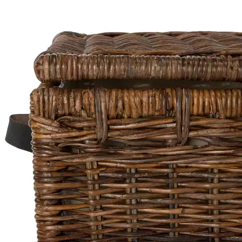 Malle de rangement en osier de 35" avec couvercle