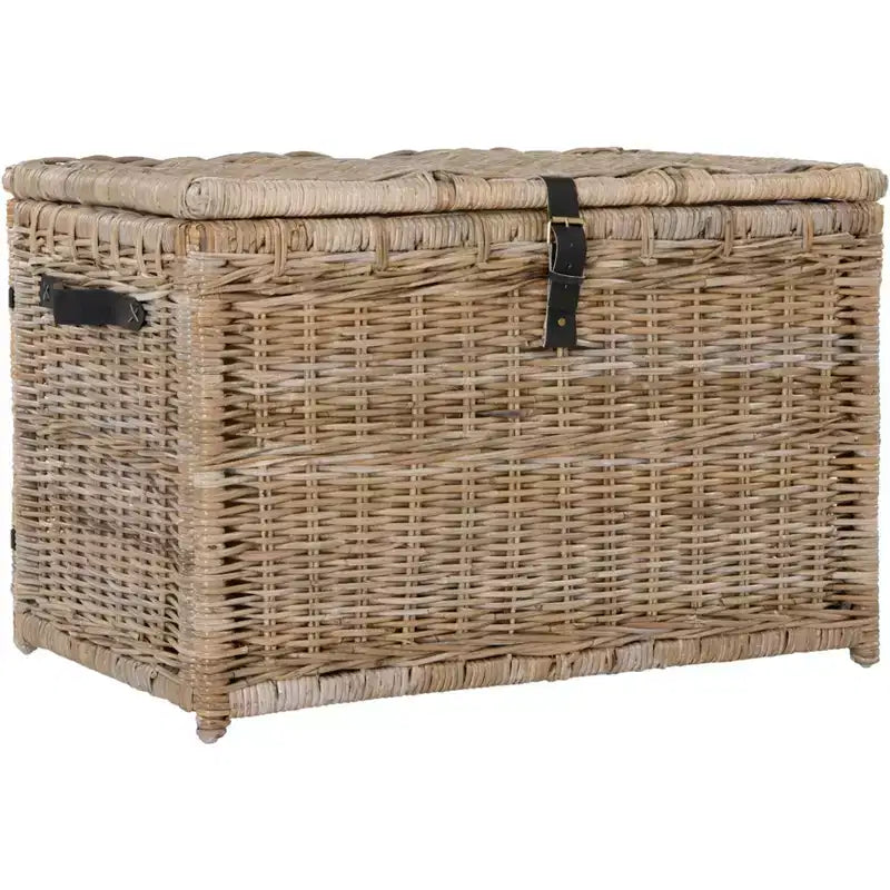Malle de rangement en osier de 35" avec couvercle