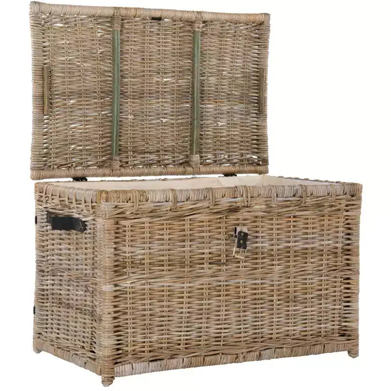 Malle de rangement en osier de 35" avec couvercle